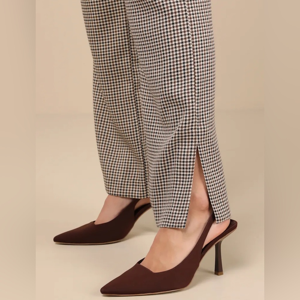 Lulu's Houndstooth High Rise Straight Leg Trousers - NWT - Picture 3 of 6